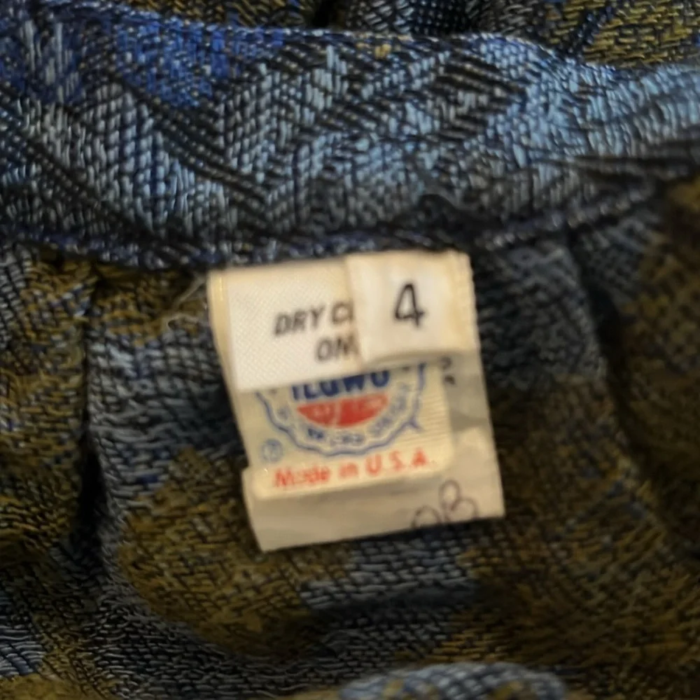 Vintage | Blue and Yellow Floral 100% Wool Midi Skirt Size XS Timeless‎ Classic